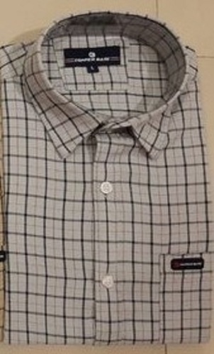 पुरुषों का कॉलर नेक और फुल स्लीव चेक्ड पैटर्न शर्ट में प्रिंट किया हुआ शुद्ध कॉटन