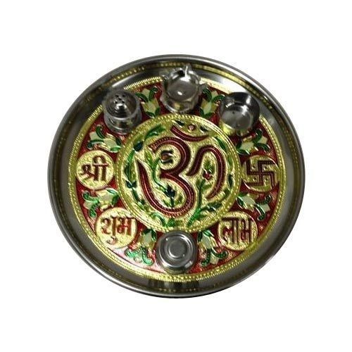 Comes In Various Colors Round Shape And Designer Handcrafted Pooja Thali