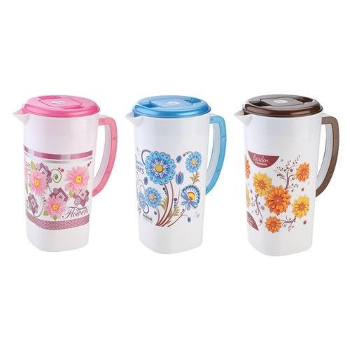 Flower Printed Multi Color Plastic Water Jug