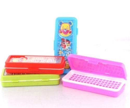 Portable And Lightweight 2 Rack Plastic Pencil Box For School, Size 8 Inch