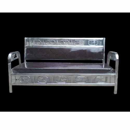 Machine Made Stainless Steel Silver And Brown Polished Three Seater Bombay Sofa Set For Drawing Room