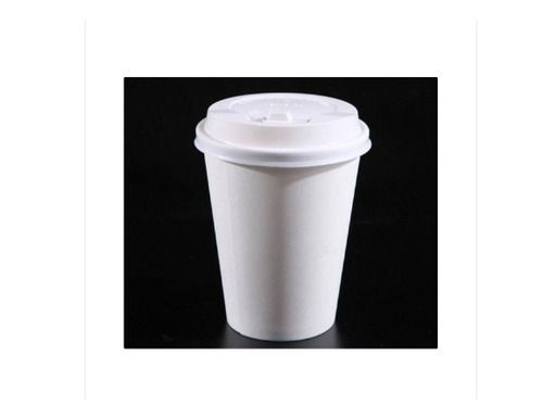 White Color Disposable Glass With Plastic Lid For Used In Drinks, Restaurant 