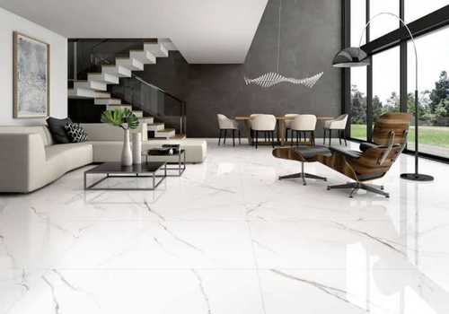 Non-Slip White Floor Marbles Tiles For Flooring, Square Rectangle Shape, Thickness 20 Mm