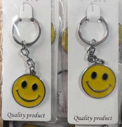 Indian Yellow Funny Smile Face Metal Keychain Keyring For Party Favors School Carnival Reward