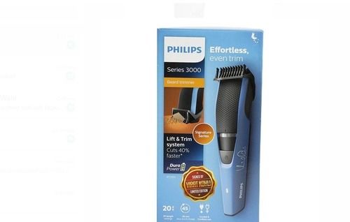 Plastic Black And Blue Beard Trimmer With Stainless Steel Blade For Mens