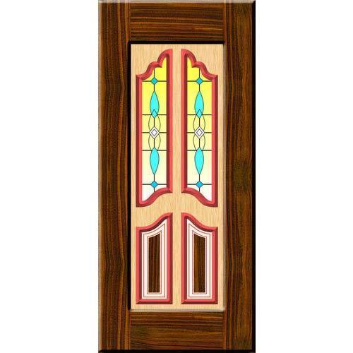 Brown Rectangle Designer Wooden Hinge Single Exterior Laminated Door Termite Proof 6X3 Feet Design: Printed