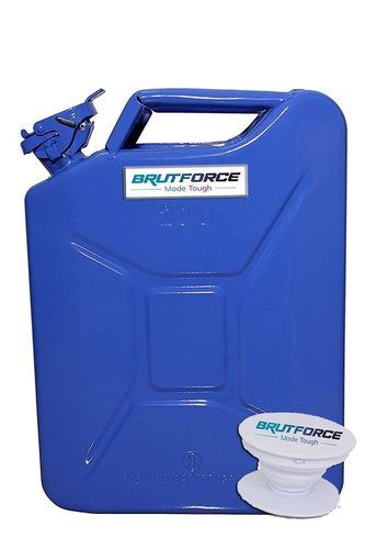 Brutforce Un Certified 20 Ltr Metal Red Jerry Can Or Fuel Tank For Generators, 4x4, Jeeps And Other Vehicles With Brutforce Mobile Pop Up And Sticker (Blue, 20 Ltr) 