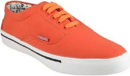 Men'S Breathable Comfortable Fit Flexible Orange Casual Shoes With Laces Heel Size: Medium