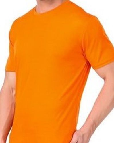 Men's Half Sleeve Comfortable And Washable Plain Orange Cotton T-shirts