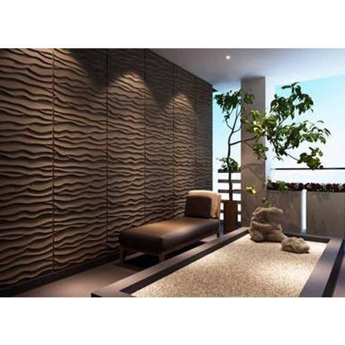 Rectangle Shape Brown 3d Mdf Wall Panel For Living Room, Thickness 3 Mm