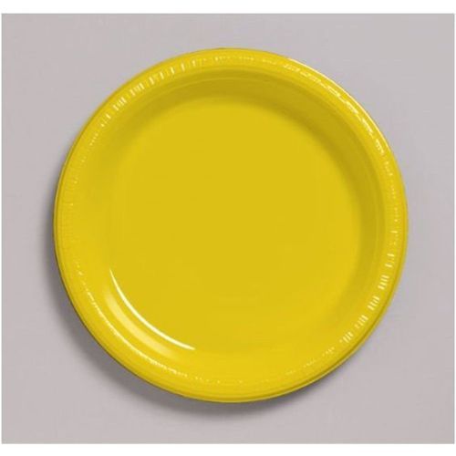 Plate 2Mm Mustard Round Plain Disposable Plastic Plates, Perfect For A Variety Of Eating And Catering Occasions