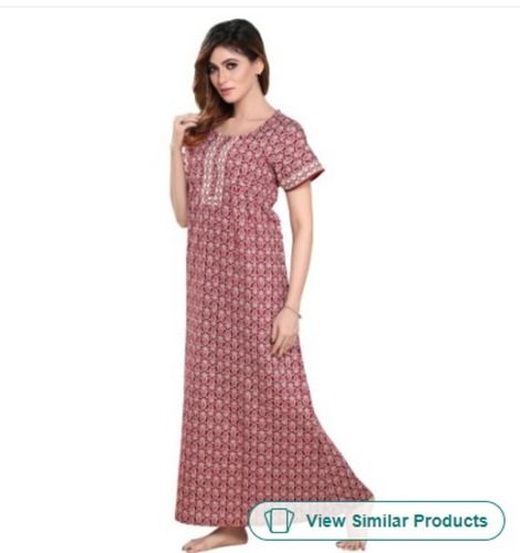 Indian Appealing Look Skin Friendliness Free Size Full Length Cotton Women Printed Nighty