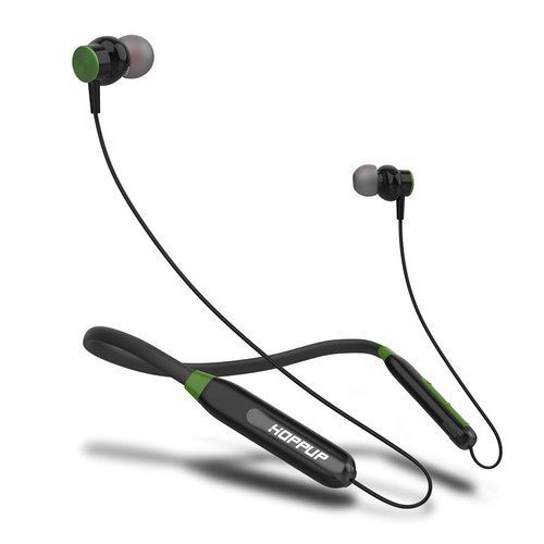 Black Color Green Hop-Pup Bluetooth Earphone With 8 Hours Battery Life