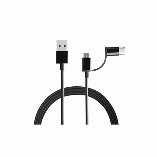 Black USB And C Type Rubber Data Cables For Mobile Phones - TPE Jacket, 1.5 Meter Long, Black Color | Durable Nylon and Pure Copper Wire, Versatile Compatibility