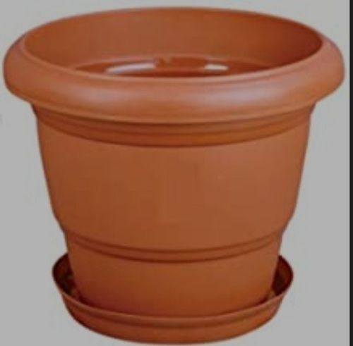 Nursery Pots Brown Color Round Shape Plastic Planters For Outdoor And Light Weight