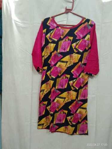 Casual Wear Printed Cotton Kurti For Ladies With Comfortable And Washable