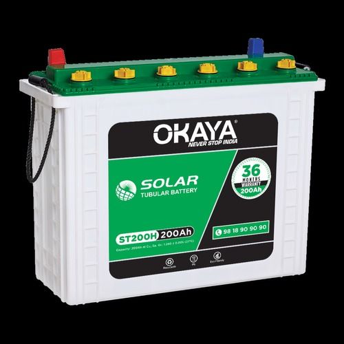 Green And White 220V Okaya St200H 200Ah Solar Tubular Battery Power: 220 Volt (V)