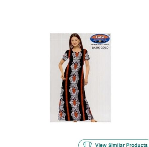 Comes In Various Colors Free Size And Full Length Printed Amber Girls Cotton Maxi With Short Sleeve