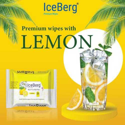 Fresh Lemon Scented Wet Wipes For Skin Care, 150 X 200 Mm Size