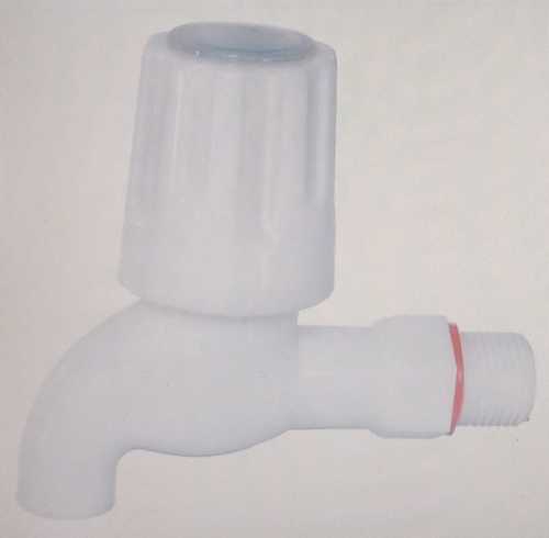 Wall Mounted White Color Pvc Plastic Bib Cock, 0.5- 0.75 Inch Size