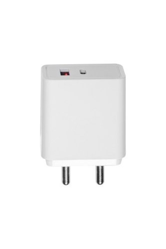 White Dual Port Mobile Adapter Charger, 5v 2.0 Amp With Fast Charging - Plastic, 5cm x 1cm x 6cm, White, Inline Plug, 6-Month Warranty