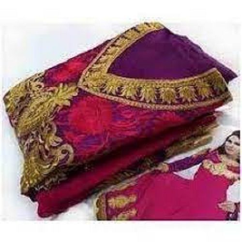 Pink Purple Golden Enthralling Design Anti Wrinkle Comfortable To Wear Designer Unstitched Ladies Suit