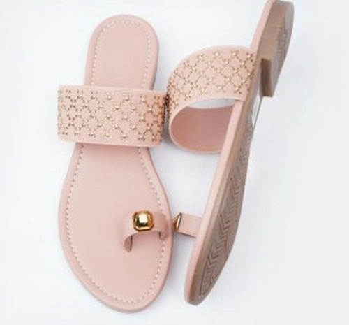 रबर आरामदायक और स्टाइलिश टिकाऊ सोल बेबी पिंक (गुलाबी) रंग का फैंसी लेडीज़ स्लिपर