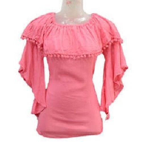 Ladies Summer Wear Comfortable And Breathable Lightweight Plan Pink Tops