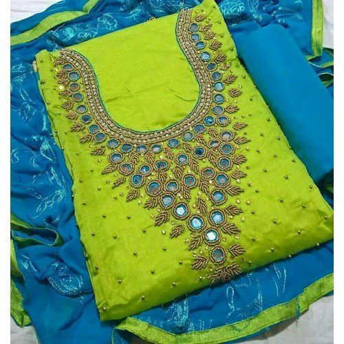 Light Green Or Light Blue Unstitched Embroidery Salwar Suit