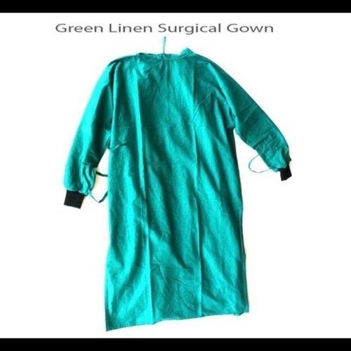 100% Cotton Lightweight Fullsleeve Plain Medical Grade Disposable Green Linen Surgical Gown