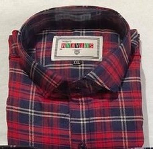 Anti Wrinkle Skin Friendly Comfortable Long Sleeves Cotton Checked Shirts For Men