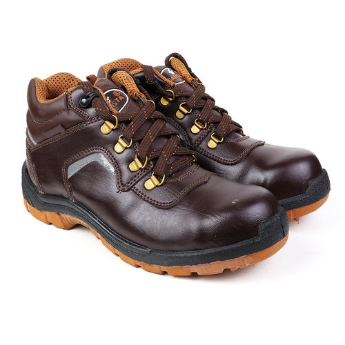 Mens TAN Brown Thunder High Ankle Leather Safety Shoes