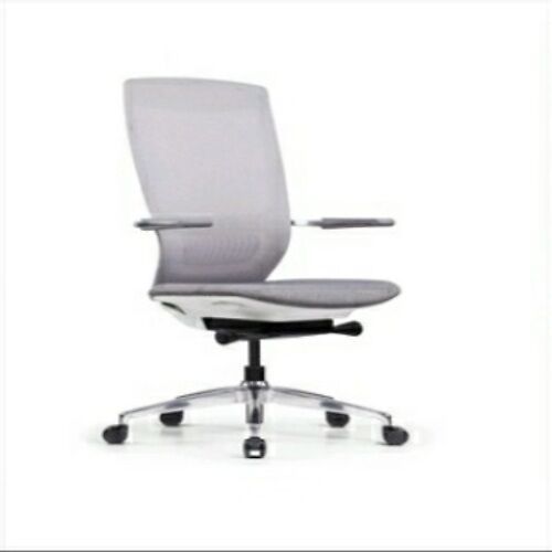 Sleek White High Back Aluminium Swivel Chair With Korean Mesh Upholstery No Assembly Required