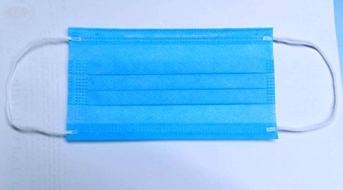 Comfortable Light Weight Ear Loop And Breathable Plain Blue Disposable Face Mask