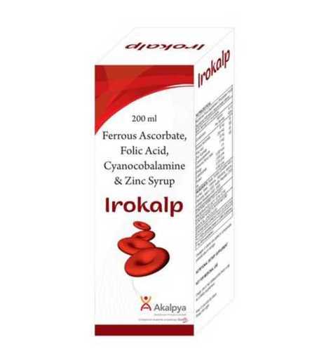 Ferrous Ascorbate, Folic Acid, Cyanocobalamine & Zinc Syrup Irokalp Syrup 200 Ml  General Medicines