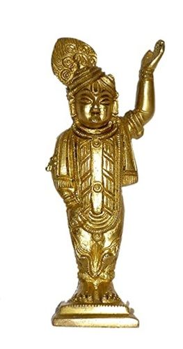 Easy To Install Golden Color And Handcrafted Shreenathji Bronze Collectible Statue