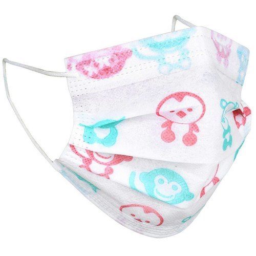 Kid 3 Layers Ply Single Use Comfortable White Printed Non-Woven Face Mask 