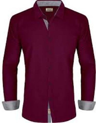 Lightweight Comfortable To Wear Full Sleeves Cotton Maroon Men Casual Shirts Age Group: 18-26