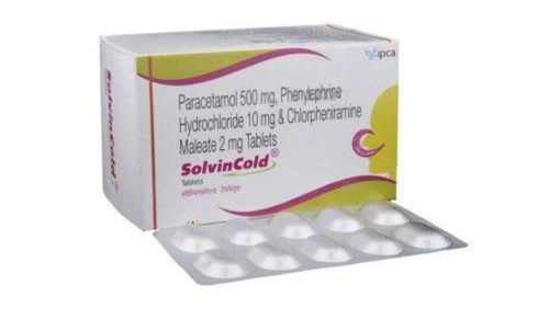 Paracetamol 500mg Phenylephrine Hydrochloride 10 Mg And Chlorpheniramine Maleate 2 Mg Solvincold Tablets 