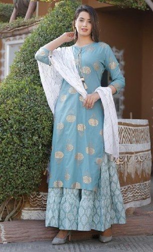 Party Wear Casual Long Sleeves Comfortable Lightweight Woman Chiffon Kurti Decoration Material: Paint