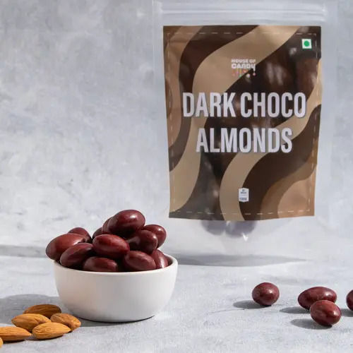 100% Vegetarian And No Added Preservatives Delicious Taste Dark Brown Chocolate Almonds