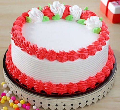 Write Name on Elegant Shining Red Birthday Cake