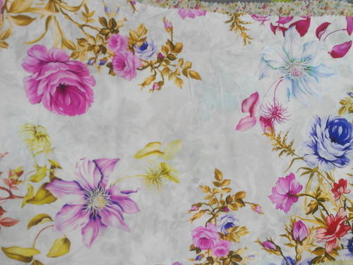 Rose Flower Design Cotton Digital Print Fabric - White Cotton Fabric,  Premium Quality, Regular Style, Easily Washable, Ideal for Summer