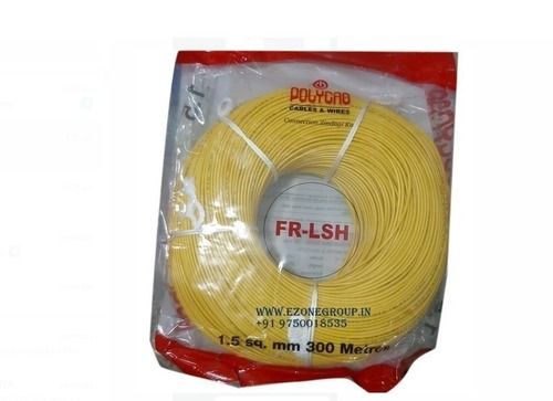1.5 Sqmm, Long Lasting Durable Yellow Single Core Flexible Copper Polycab House Wires, 300 M