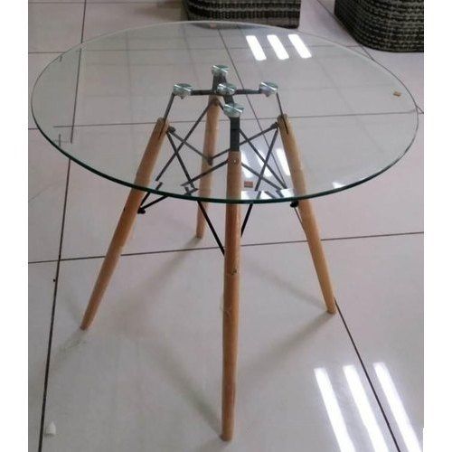 Modern Round Glass Center Table Perfect For Living Room Or Kitchen No Assembly Required