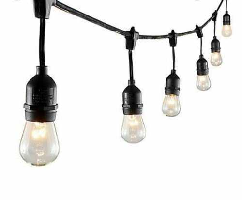 Corded Electric String Light Bulb - Glass Material, 110 Volts, Black Color | Round Shape, Plain Pattern, Indoor/Outdoor Usage for Weddings, Christmas, Birthdays