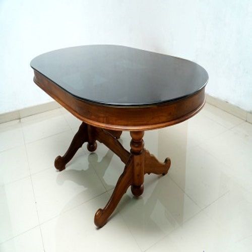 Wood Wooden Modern Oval Shape Glass Dining Table Perfect For Modern Home Decor