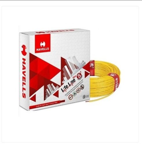 Yellow Fire-Proof Pvc Copper Havells Single-Core Electrical Wire, Related Voltage 1100V Core Material: Single