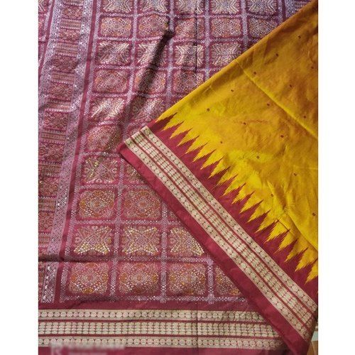 Multi Color Party Wear Sambalpuri Pure Silk Ladies Saree With Unstitched Blouse Piece