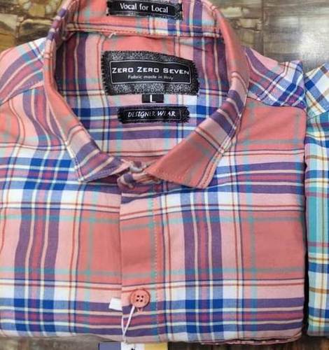 100% Cotton Fabric Check Printed Full Sleeves Comfortable To Wear Mens Casual Cotton Shirt  Age Group: All Age Group